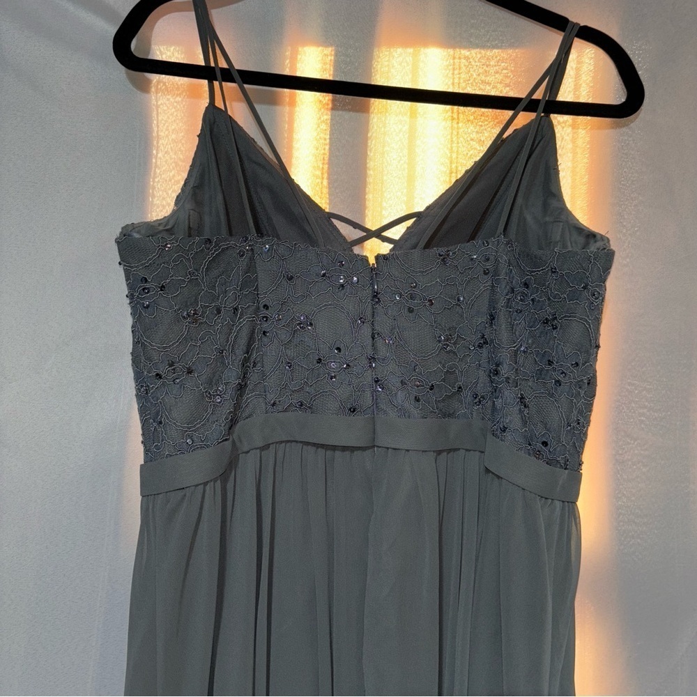 MORILEE A-line Chiffon Evening Beaded Embroidery Ethereal Airy MOB MOG Size 18 - Picture 6 of 15